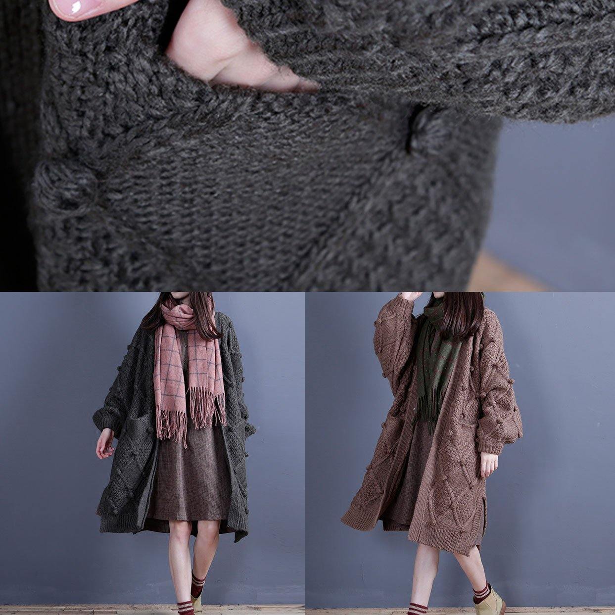 Aesthetic Fall Knit Sweat Tops Fall Green Side Open Knitted Jackets