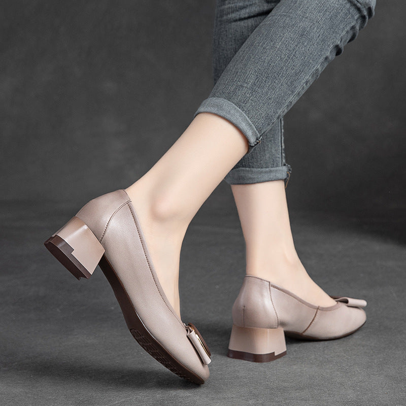 Spring Summer Retro Leather Wedge Shoes