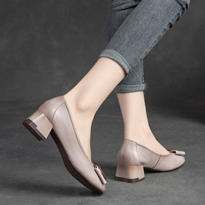 Spring Summer Retro Leather Wedge Shoes