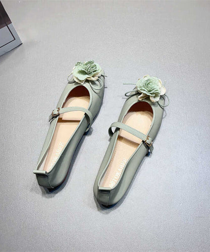 Apricot Faux Leather Flat Shoes Splicing Buckle Strap