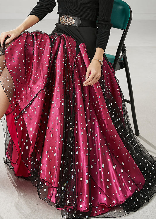 Mulberry Zircon Patchwork Tulle Skirts Spring