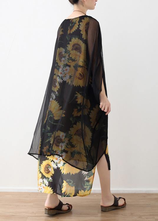 Loose Cotton Dresses False Two Pieces Long Summer Dresses