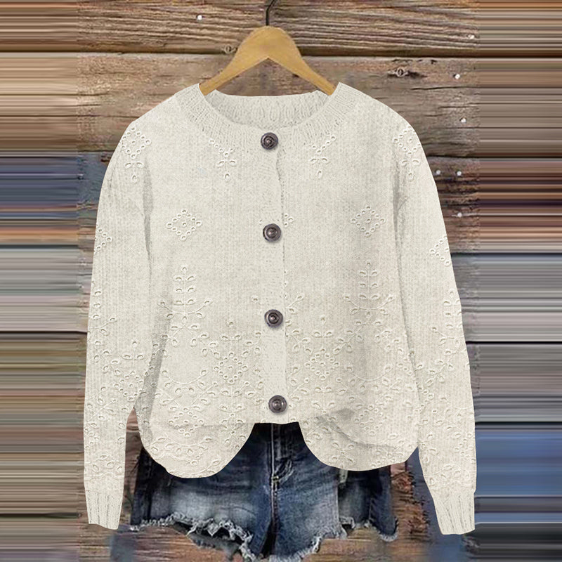 Women's Vintage Lace Floral Pattern Sweater artswardrobe