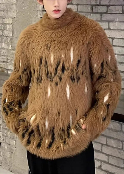 New Coffee Turtleneck Thick Mink Velvet Sweaters Winter