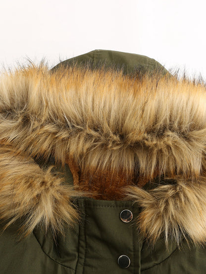 Coat Street Daily Winter Plush Long Coat Color Oversized Fur Warm Coat