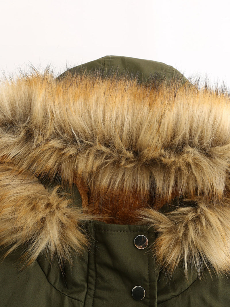 Coat Street Daily Winter Plush Long Coat Color Oversized Fur Warm Coat