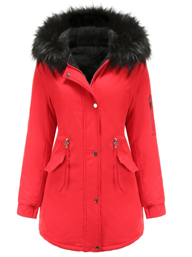 Parka Coat Street Daily Plush Winter Coat Color Oversized Fur Warm Coat