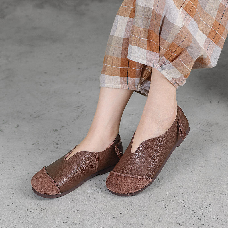 Spring Summer Retro Leather Flat Loafers