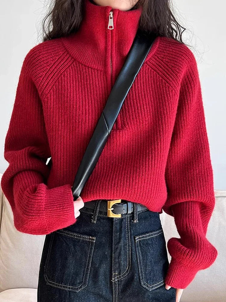 Edna® | Sigfrida sweater women's winter autumn short zip