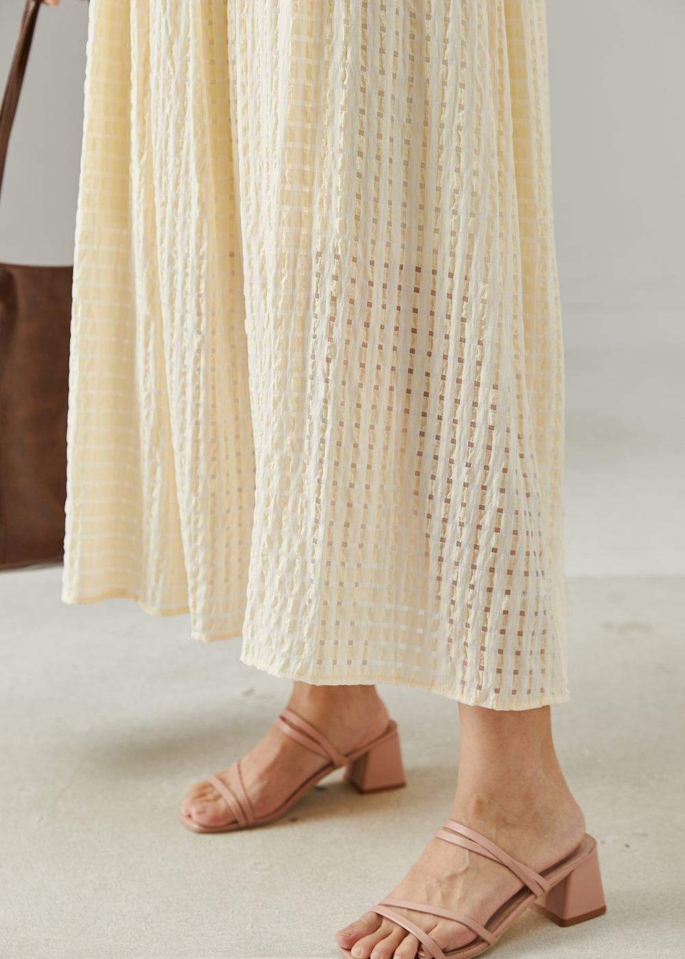 Yellow Hollow Out Cotton Cami Dresses Summer