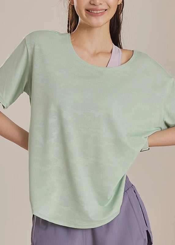 Simple Pink O-neck Short Sleeve Yoga Top