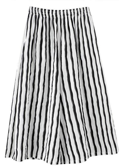 Black White Striped Wide Leg Pants Summer Cotton