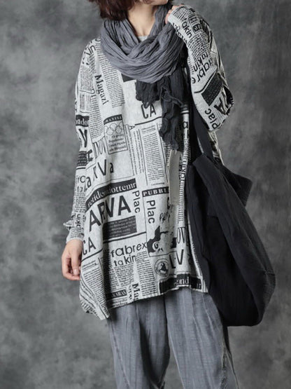 - Autumn Loose Letter Printed Sweater