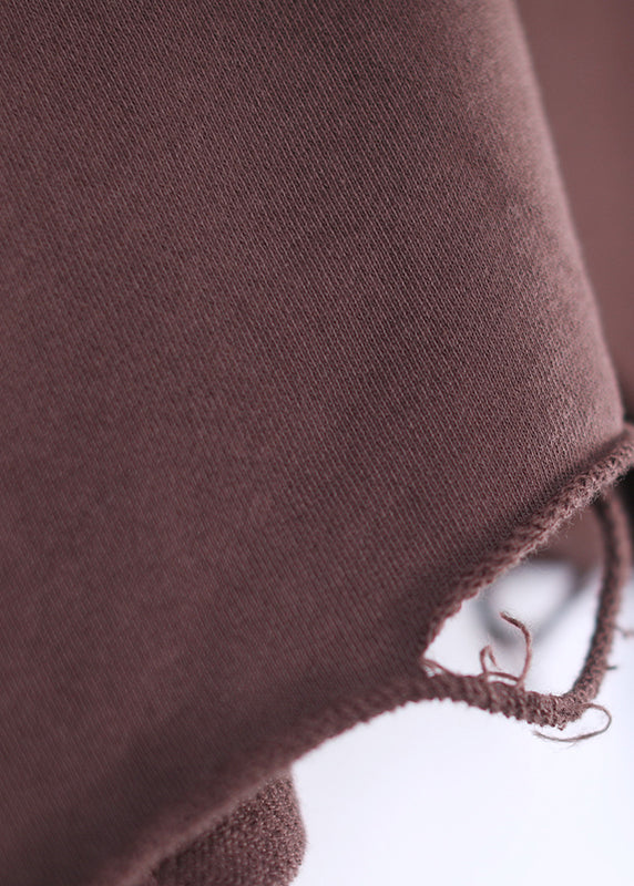 Coffee O-neck Side Open Sweatshirt Fall