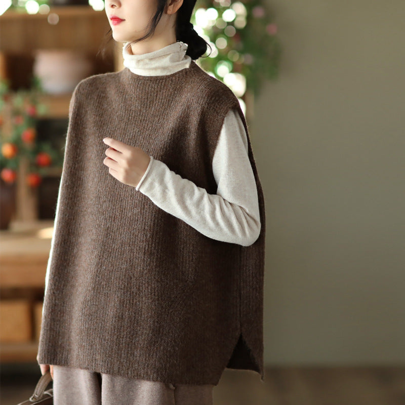 Temperament Loose Sleeveless Pullover Vest Literary Color Vest