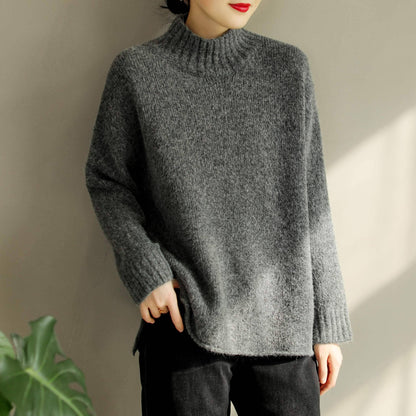 Autumn Winter Cotton Knitted Elastic Sweater