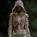 Comstylish Women's Halloween Skeleton Bandages Art Knit Hooded Sweater