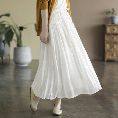 Cozy Cotton Linen Retro A-line Pleated Skirts
