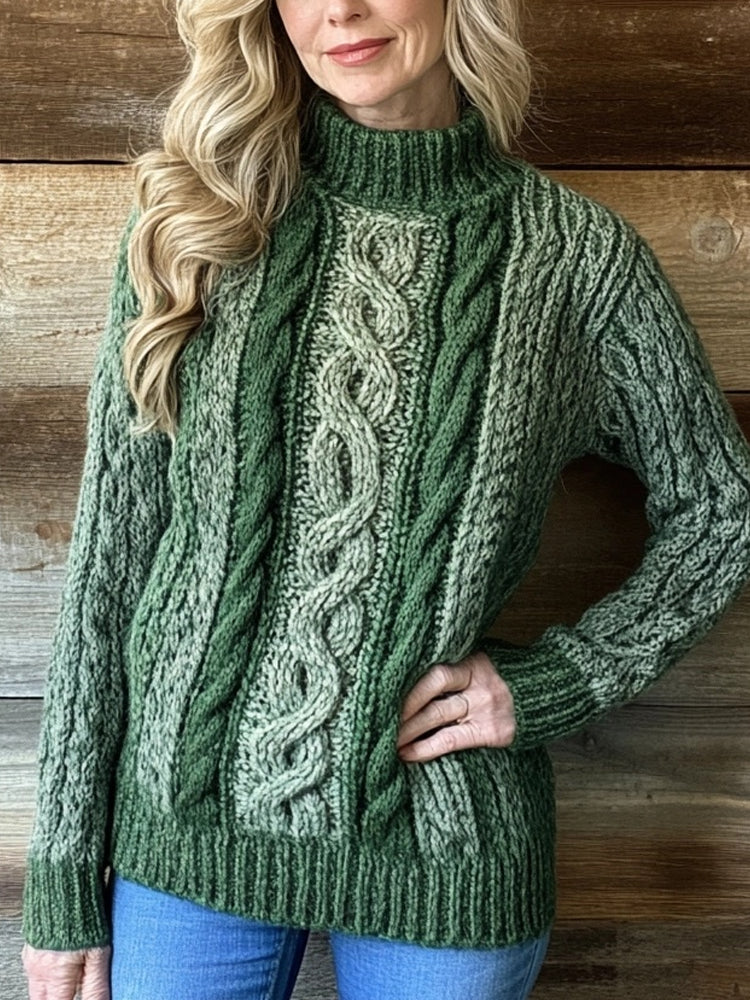 Classic Celtic Jacquard Vintage Cozy Turtleneck Sweater elevenforest