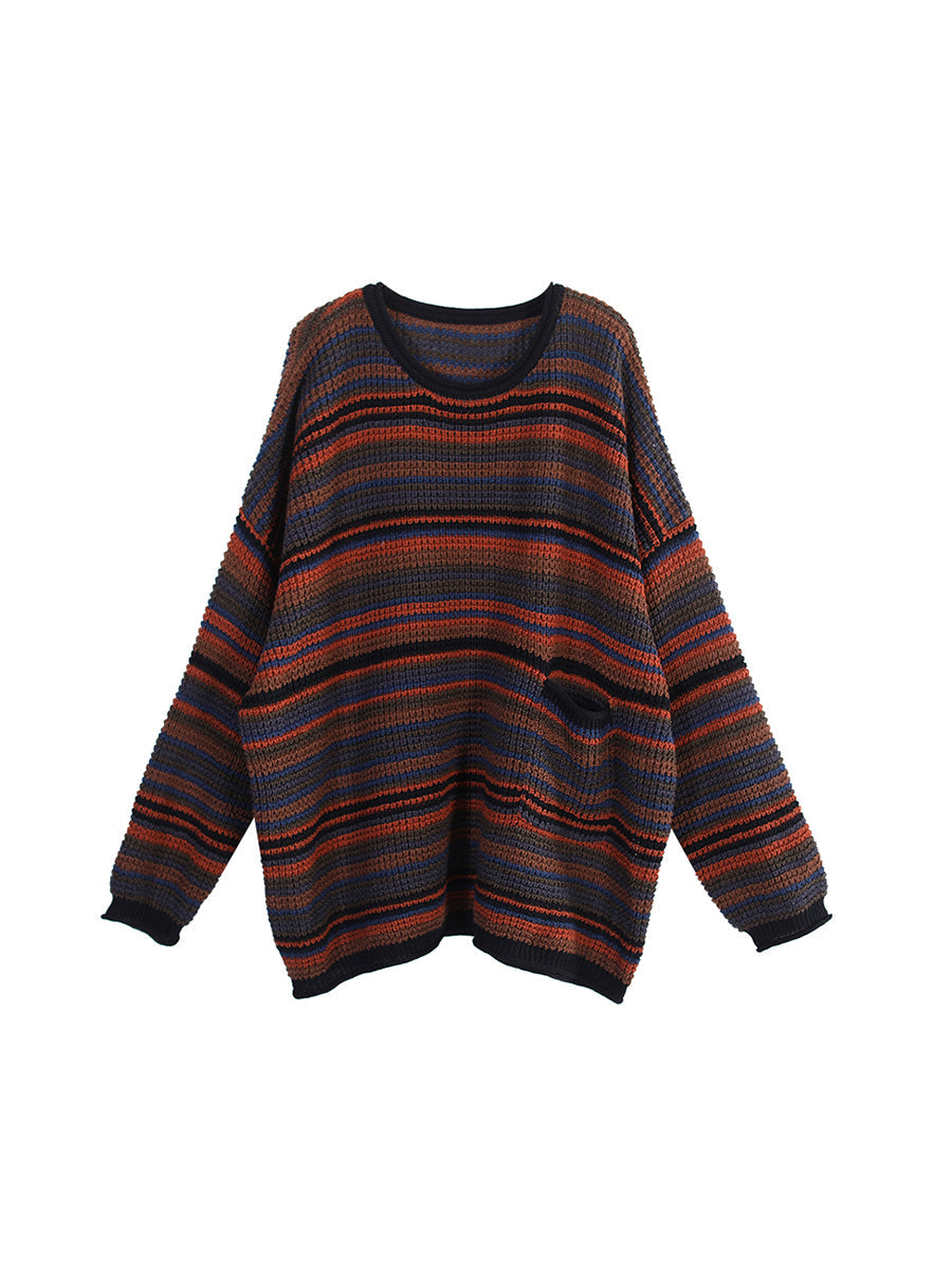 Loose Striped Long Sleeve Sweater