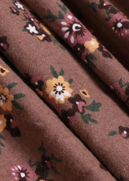 Grey Pockets Print Fall a Line Skirt