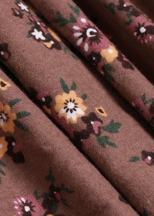 Grey Pockets Print Fall a Line Skirt