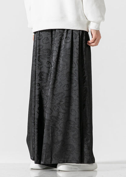 Retro Style Loose Royal Blue Wide Leg Skirt Pants for Summer