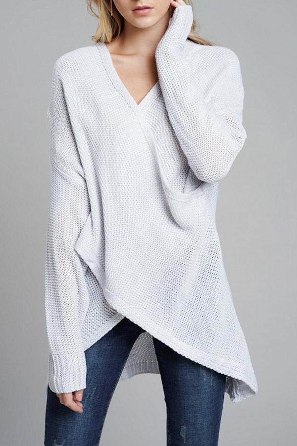 V Neck Front Cross Weekend Sweater