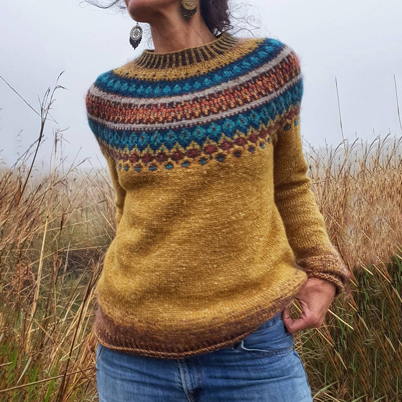 Women'S Fairman Island Geometric Jacquard Sweater artswardrobe