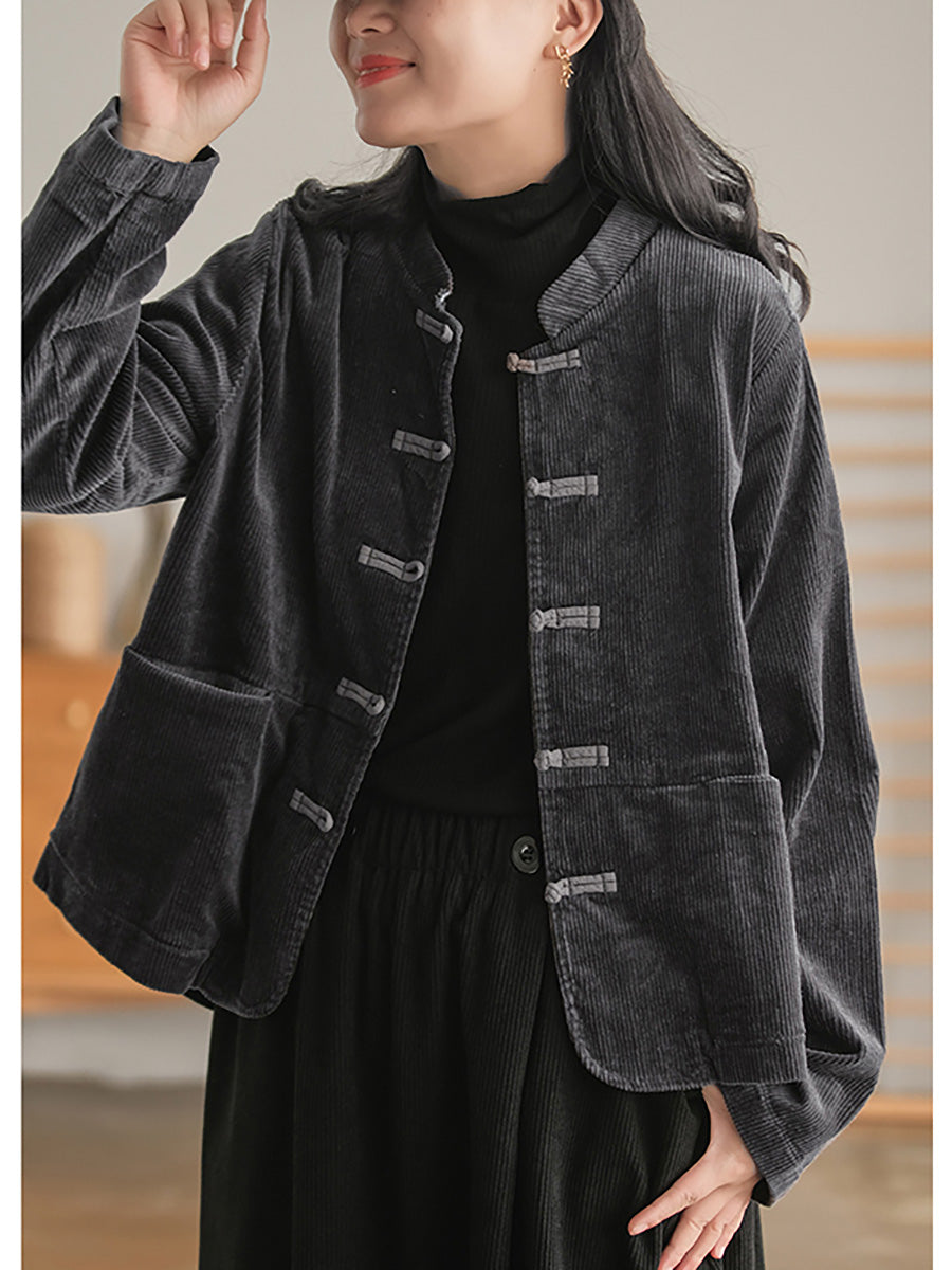 - Corduroy Breasted Pocket Coat