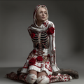 Halloween Blood Rose Women's Knit Hooded Sweater Dress artswardrobe