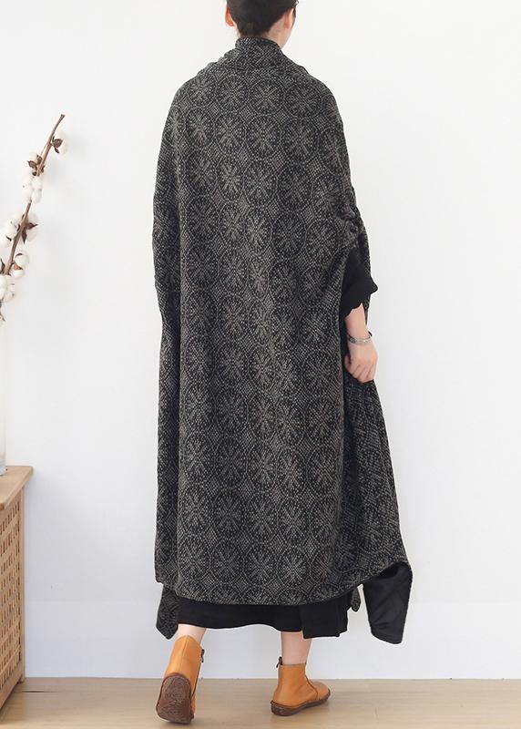 Fine Gray Wool Overcoat Loose Fitting Medium Length Batwing Sleeve V Neck Coats