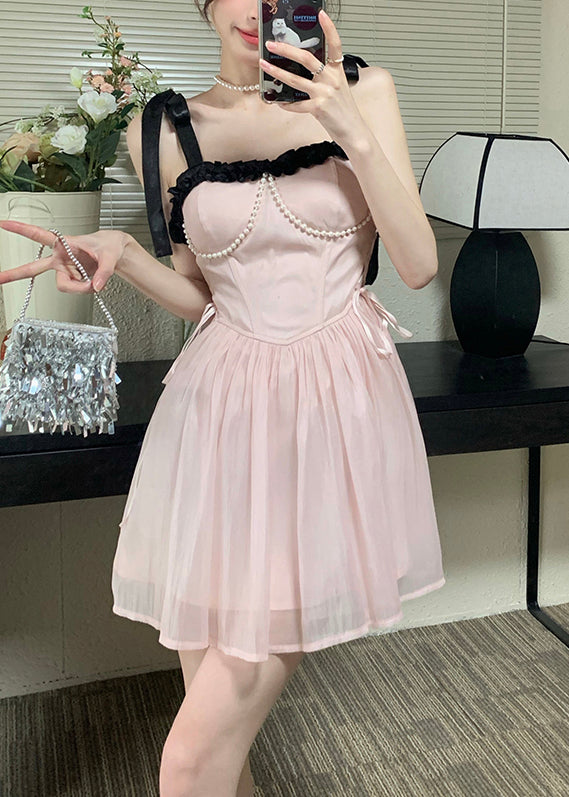 Pink Patchwork Chiffon Princess Dress Summer