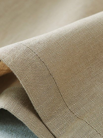 A-line Plain Mid-length Linen Skirt