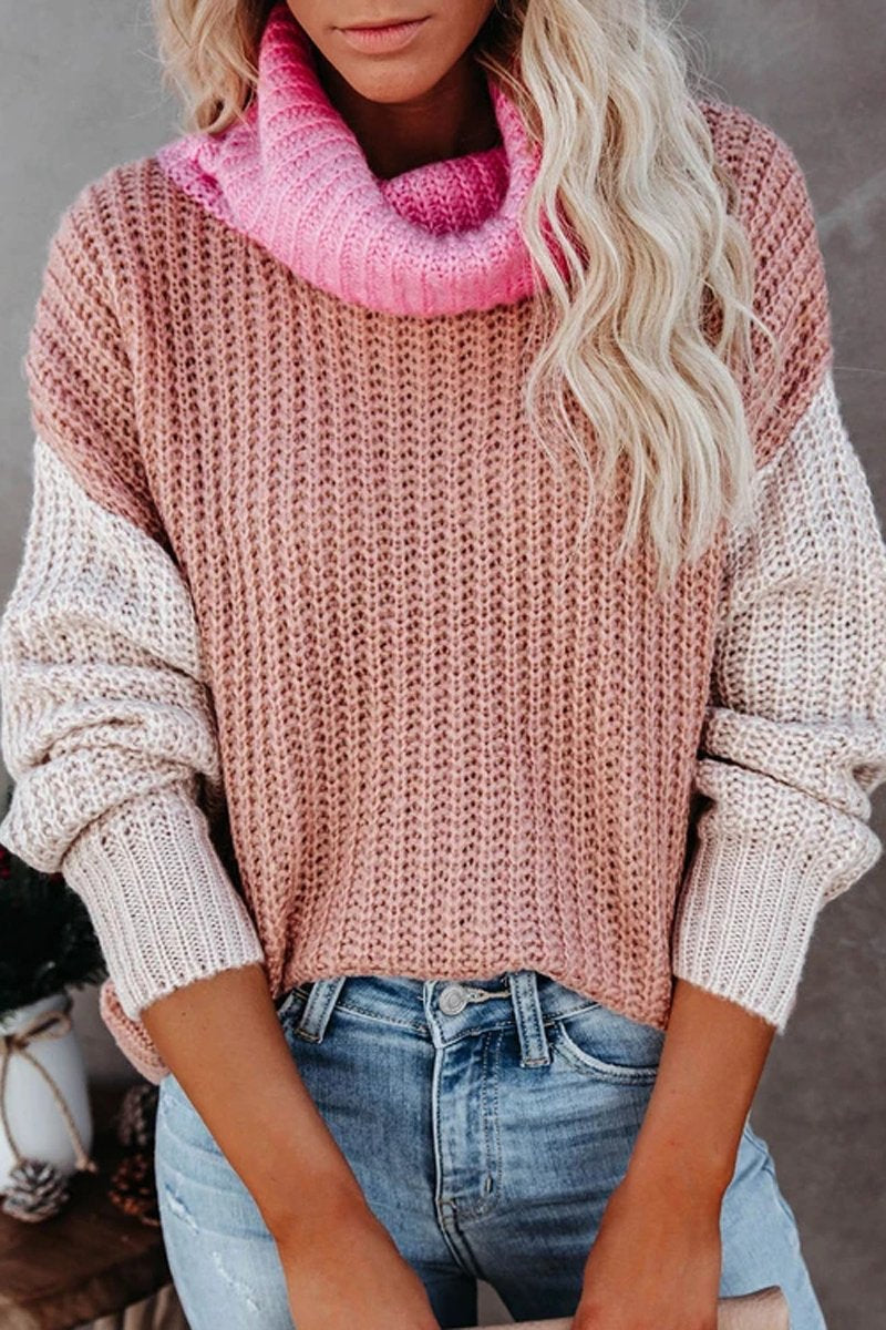 Turtleneck Color Block Sweater