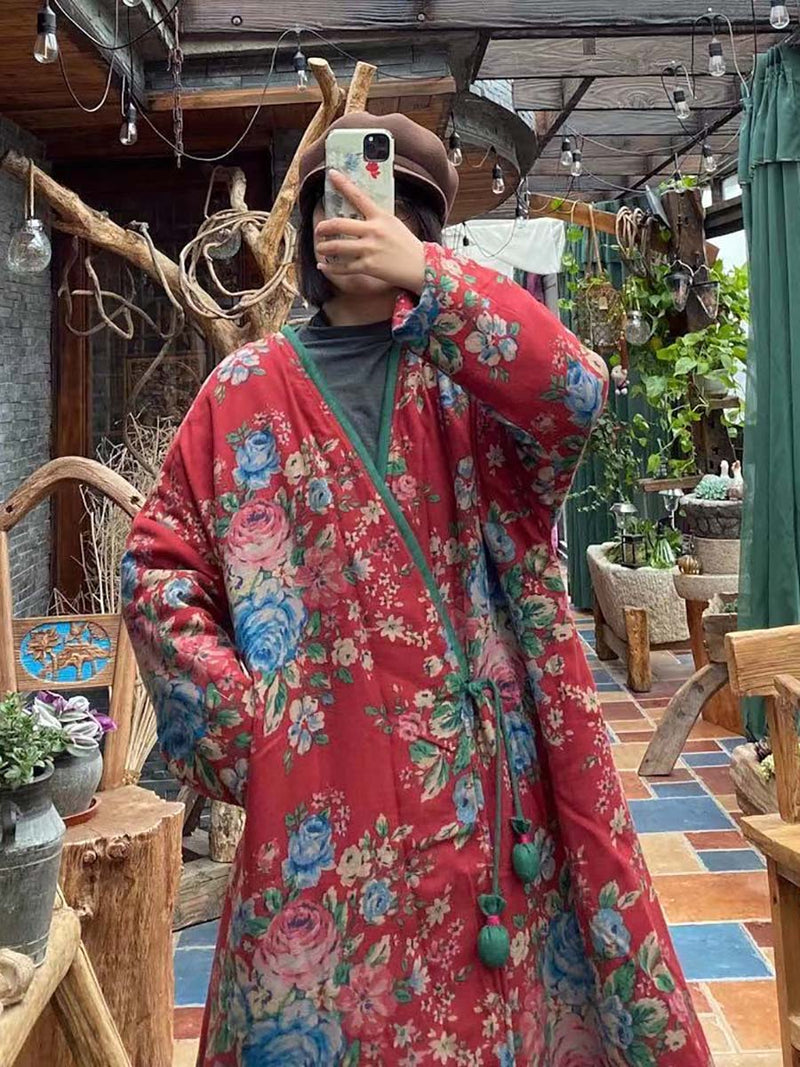 Print Button Shawl Coat
