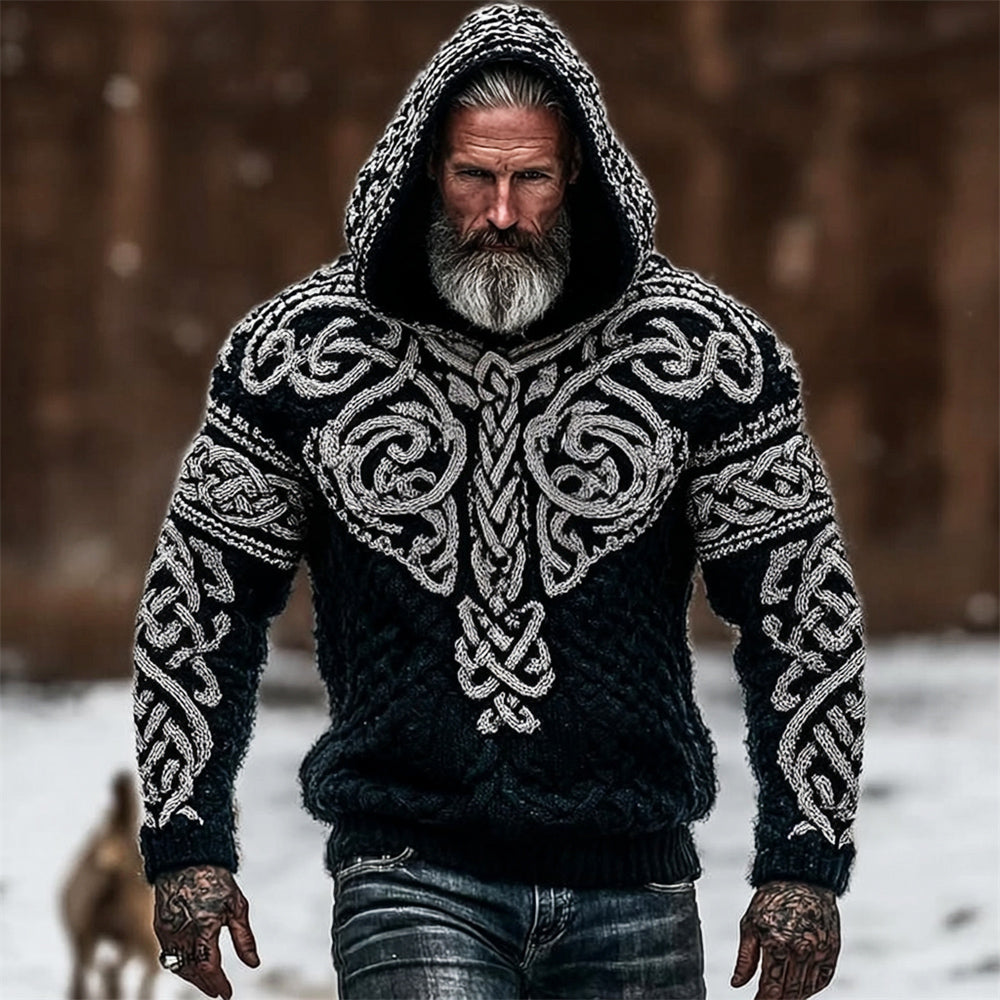 Viking Mythology Totem Art Men's Hooded Sweater artswardrobe