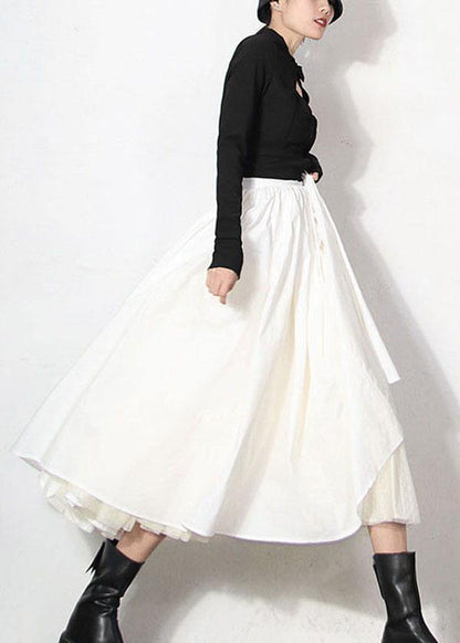 Modern White Patchwork Lace Summer a Line Skirts