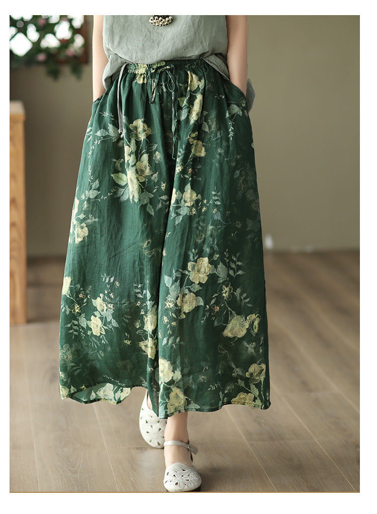 Heavy Industry Printed Literary Fine Ramie Skirt