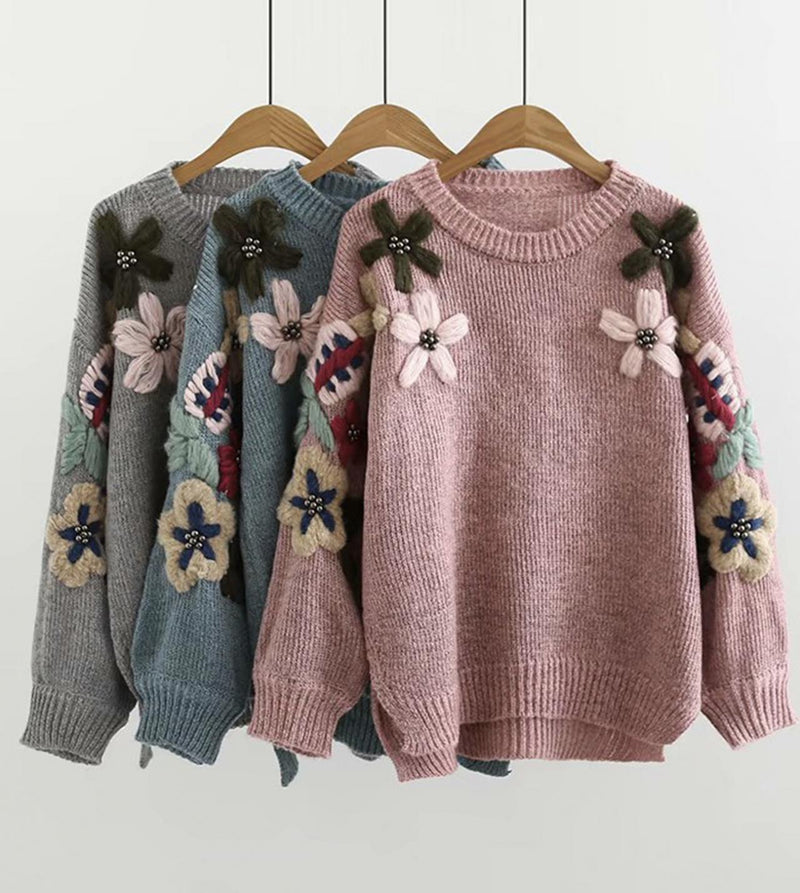 Flowers Long Sleeve Sweater 044