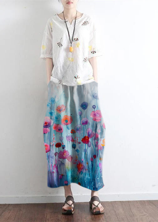 Tea Green Simple Pockets Linen Skirts Long Maxi Skirt