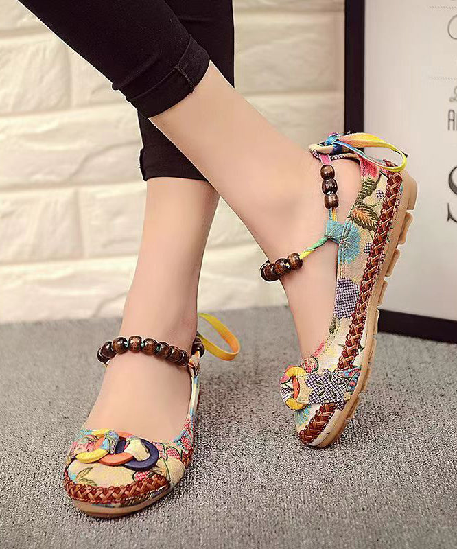 Style Handmade Beaded Flat Sole Single Shoes
