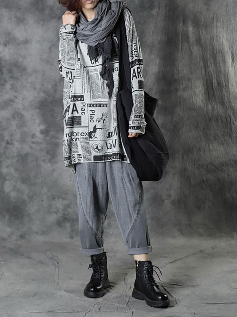 - Autumn Loose Letter Printed Sweater