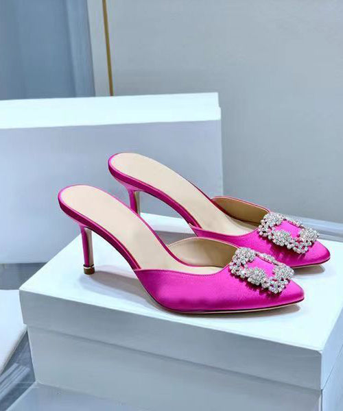 Versatile Red Zircon Stiletto Slide Sandals