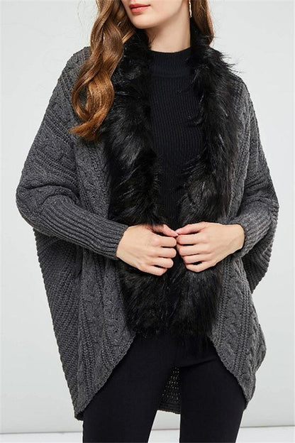 Buffy Faux Fur Cable Knit Cardigan