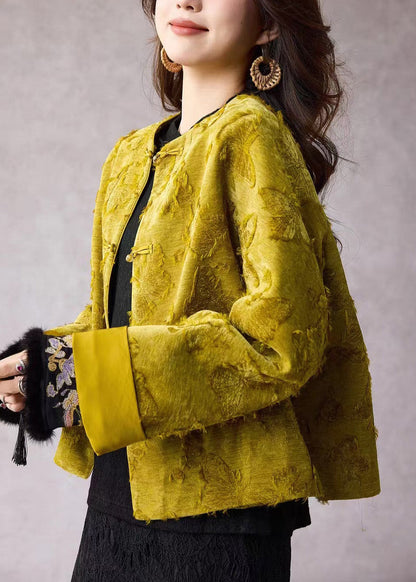 Green O Neck Jacquard Fine Cotton Filled Jacket Winter