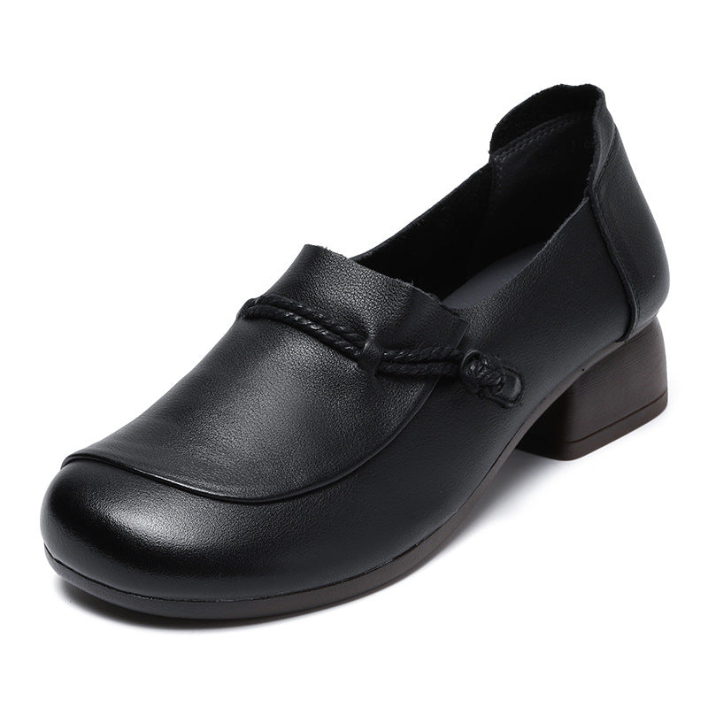 Spring Summer Retro Leather Wedge Shoes