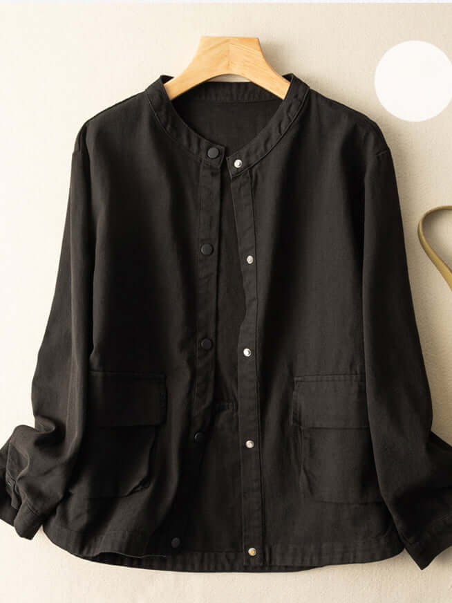 Natural Fabric Single-breasted Minimalist Style Coat With Pockets