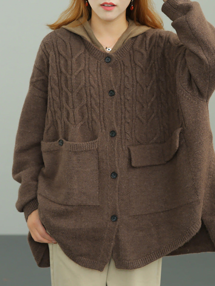 - Knitted Irregular Hem Breasted Cardigans Sweater
