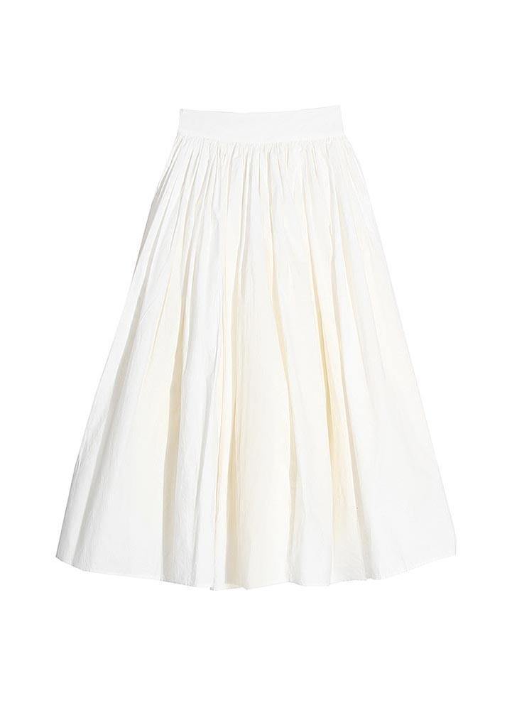 Organic White Flowers High Waist Cinched Patchwork Summer Cotton Skirts